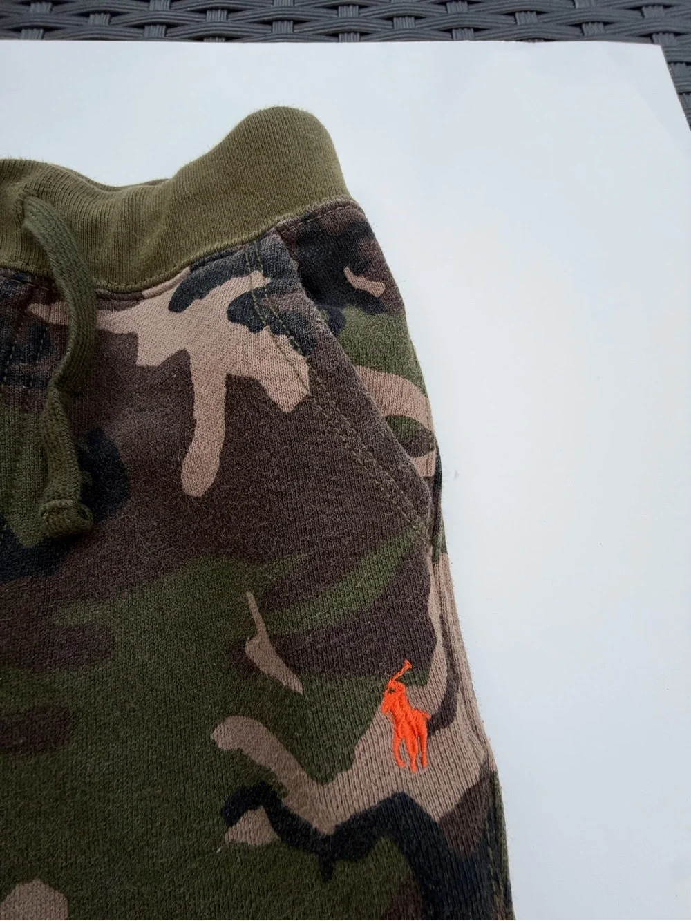 Polo Ralph Lauren Boys 4/4T Camo Fleece Jogger Sweatpants Orange Pony